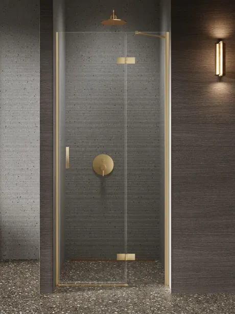 Nesta Gold Brushed Recessed Shower Door, Single Door