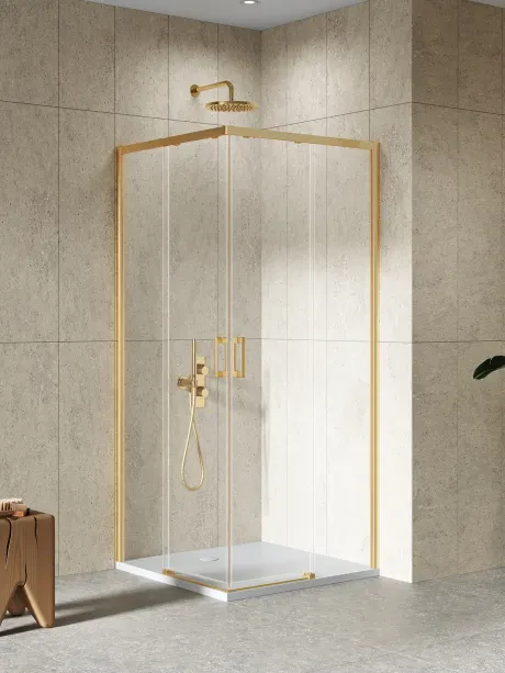 Prime Gold Brushed shower enclosure, double doors, sliding