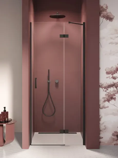Nesta Black Recessed Shower Door, Single Door