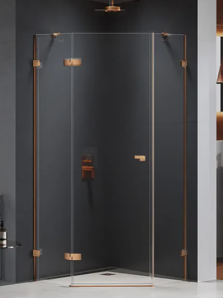Dušo kabina „Eventa Copper Brushed“, penkiakampė