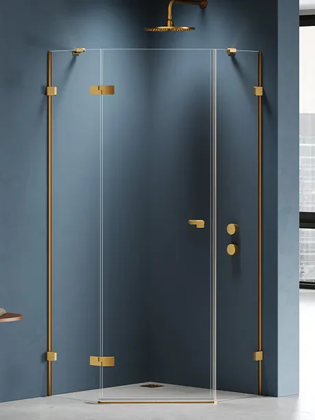 Dušo kabina „Eventa Gold Brushed“, penkiakampė