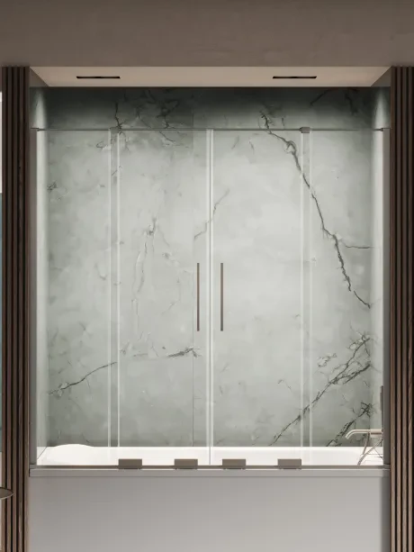 Vonios ekranas Smart Gunmetal Brushed, stumdomos durys, dvigubos stumdomos durys
