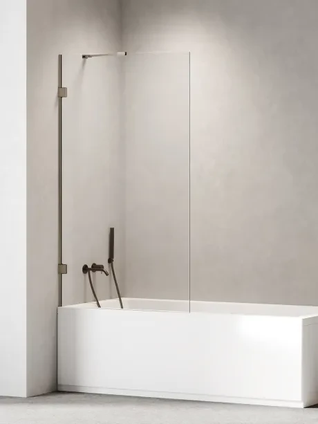 „Oxia Gunmetal Brushed“ vonios pertvara, fiksuota, vieno elemento, su pasvirusiu atraminiu strypu