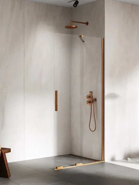 Dušo kabina Smart Copper Brushed, slankiojanti, kampinis laikiklis