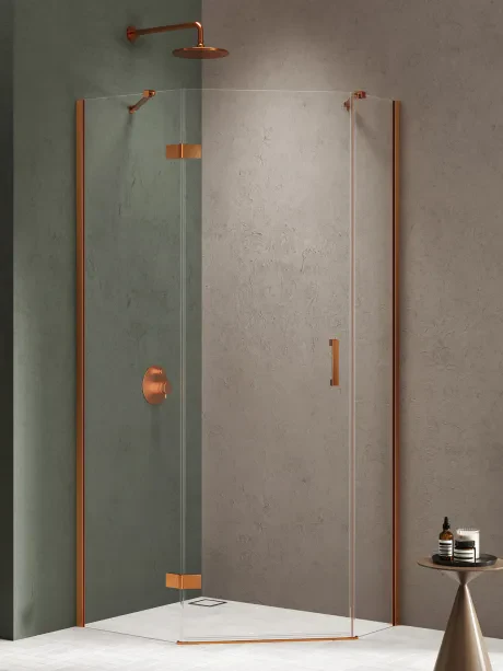 Dušo kabina Nesta Copper Brushed, penkiakampė, kairė pusė