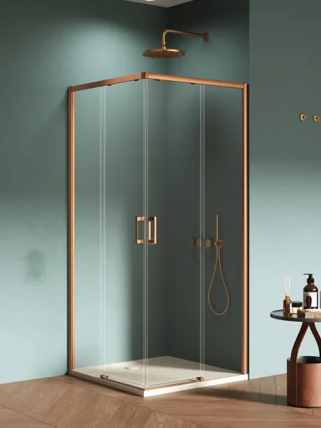Prime Copper Brushed shower enclosure, double doors, sliding