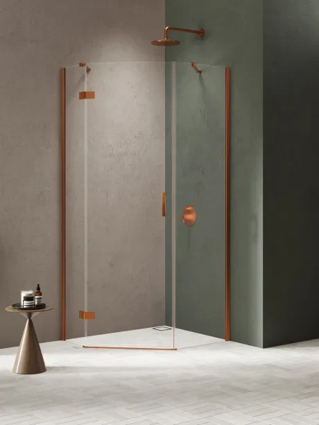 Dušo kabina Nesta Copper Brushed, penkiakampė, dešinė pusė
