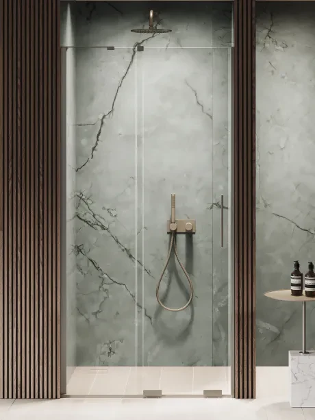 Viengubos slankiojančios durys Smart Gunmetal Brushed kampinis laikiklis