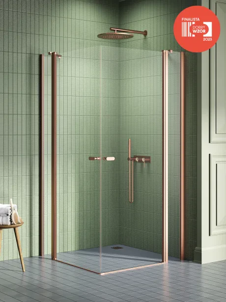 New Soleo Copper Brushed Shower Enclosure, double doors, with additional side panels
