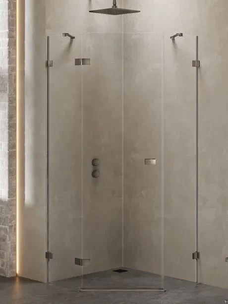 Dušo kabina „Avexa Gunmetal Brushed“, penkiakampė