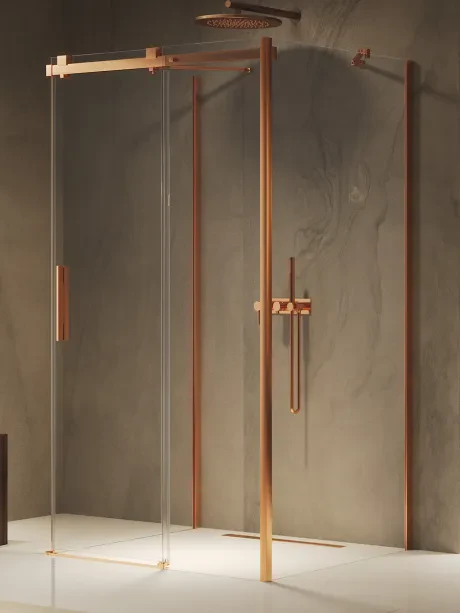 Sieninė 1D dušo kabina Softi Copper Brushed
