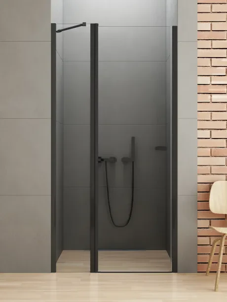 New Soleo Black recess door, swinging, single with additional wall, slanting bracket