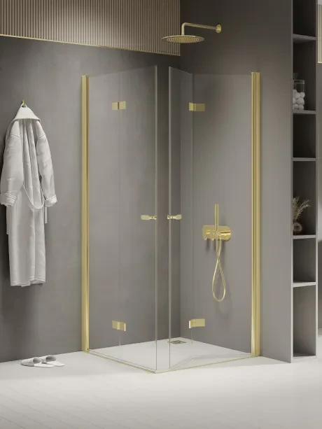 New Soleo Gold Shine" dušo kabina, sulankstomos dvigubos durys