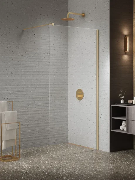 Nesta Gold Brushed shower enclosure, walk in