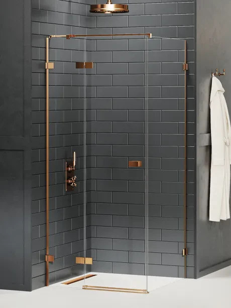 Avexa Copper Brushed Shower Enclosure, single door