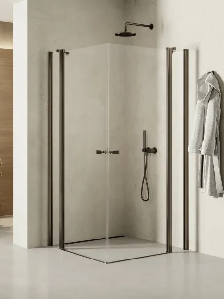 New Soleo Gunmetal Brushed Shower Enclosure, double doors, with additional side panels