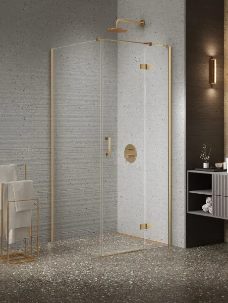Nesta Gold Brushed shower enclosure, single doors