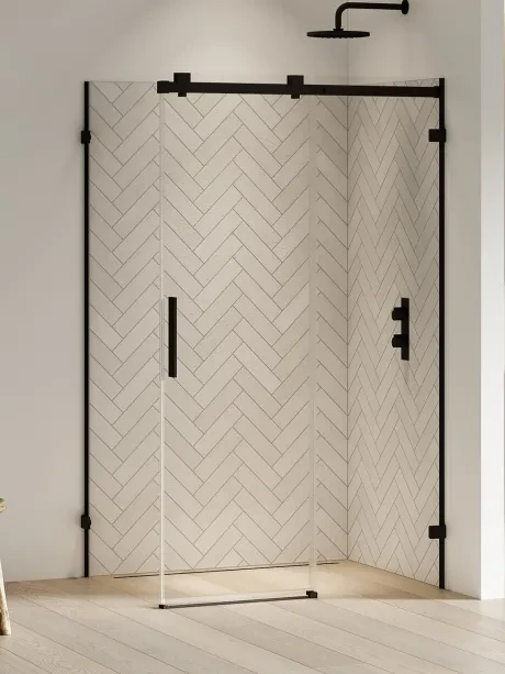 Softi X Black sliding soft close shower enclosure