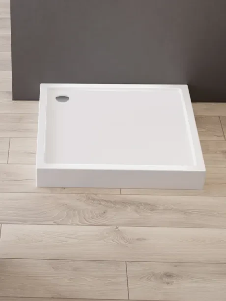 Columbus acrylic shower tray, square, with polystyrene filling with a height of 14cm