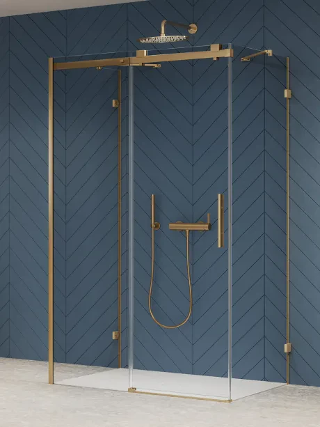 Sieninė 1D dušo kabina Softi X Gold Brushed