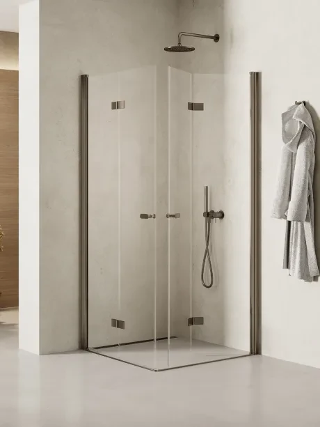 New Soleo Gunmetal Brushed" dušo kabina, sulankstomos dvigubos durys