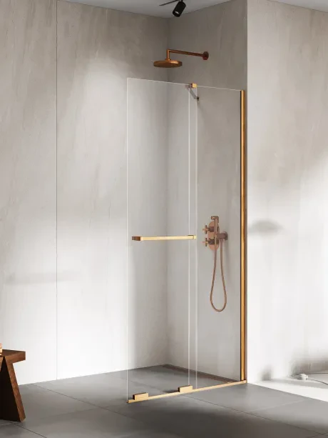 Dušo kabina Smart Copper Brushed, slankiojanti, kampinis laikiklis, turėklai