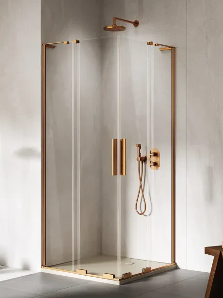 Smart Copper Brushed 2D dušo kabina - kampinis laikiklis