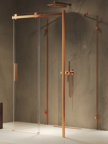 Sieninė 1D dušo kabina Softi X Copper Brushed