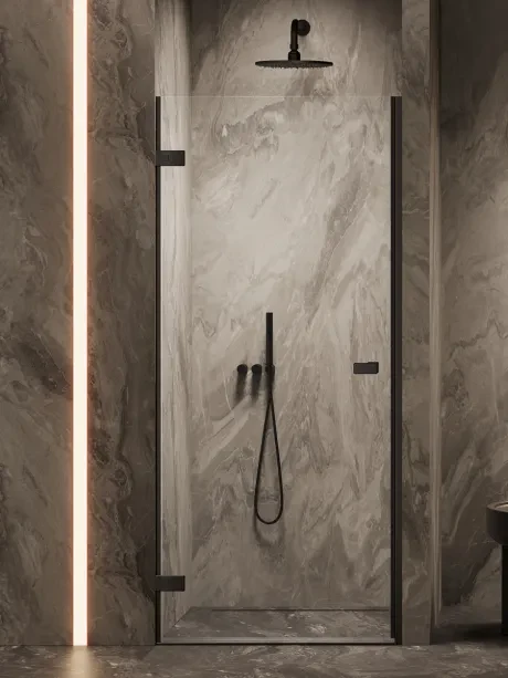 OXIA BLACK recess door single swing, hinge on the wall