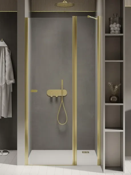 New Soleo Gold Shine recessed doors, single, swing-out, plus a hinged panel and an angled bracket