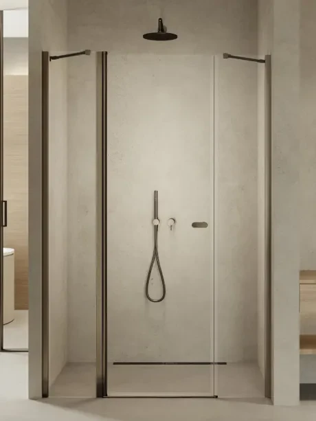 Įleidžiamas duris New Soleo Gunmetal Brushed, viengubos, varstomos, plius dvi sienos