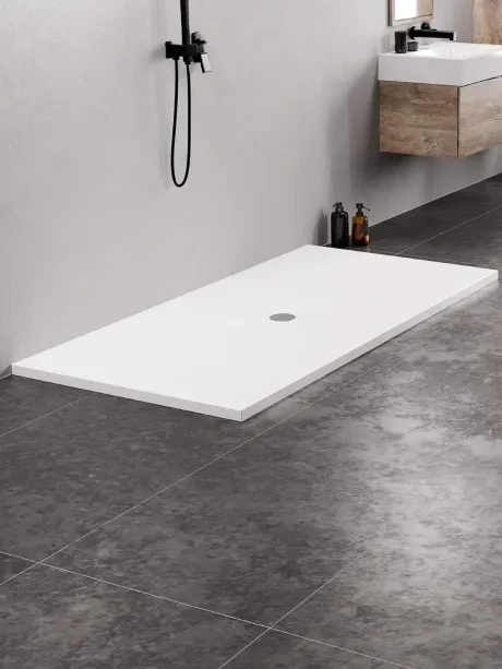 Nex konglomerato dušo padėklas, stačiakampio formos, baltos spalvos, aukštis 3,5 cm