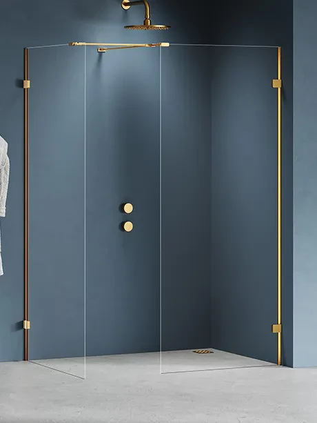 „Eventa Gold Brushed“ dviejų dalių „walk-in“ dušo kabina