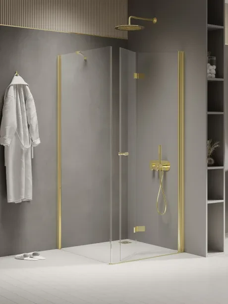 New Soleo Gold Shine" dušo kabina, viengubos sulankstomos durys