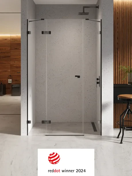 Eventa Black Chrome recessed door, single with additional wall