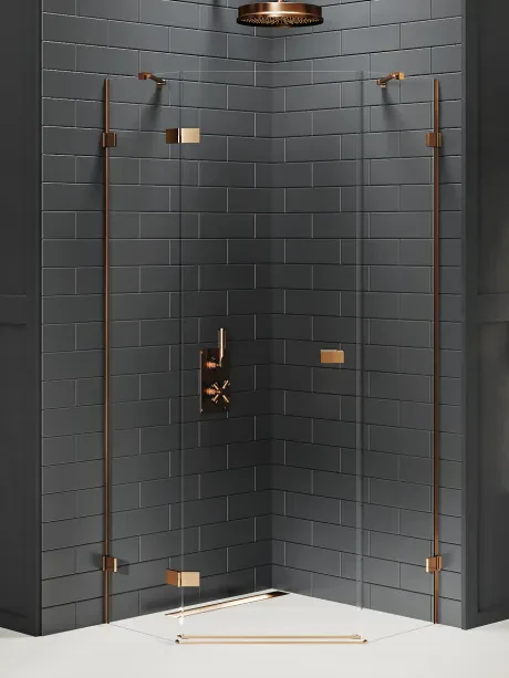 Dušo kabina „Avexa Copper Brushed“, penkiakampė