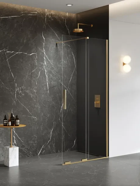 Dušo kabina Smart Gold Brushed, slankiojanti.