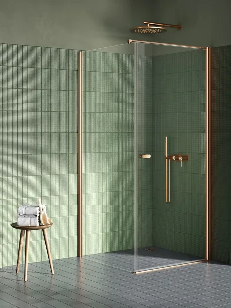 New Soleo Copper Brushed Shower Enclosure, parallel support, single door